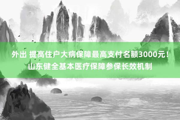 外出 提高住户大病保障最高支付名额3000元！山东健全基本医疗保障参保长效机制