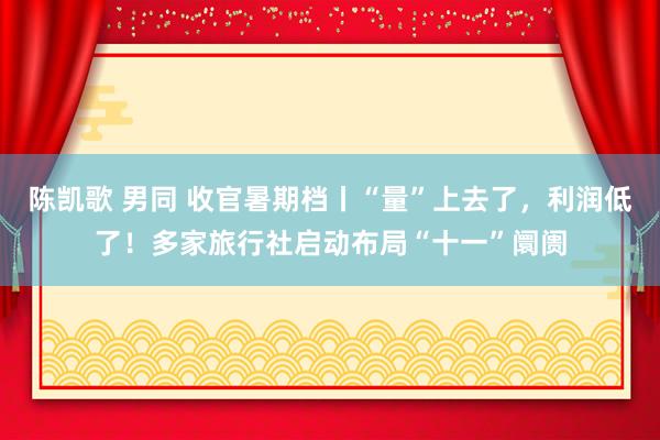 陈凯歌 男同 收官暑期档丨“量”上去了，利润低了！多家旅行社启动布局“十一”阛阓