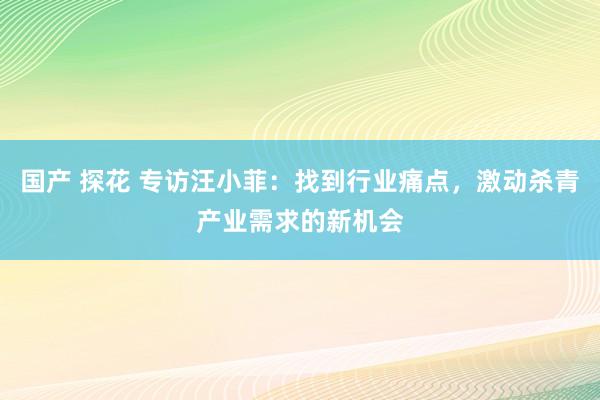 国产 探花 专访汪小菲：找到行业痛点，激动杀青产业需求的新机会