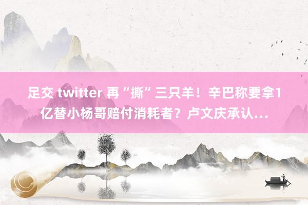 足交 twitter 再“撕”三只羊！辛巴称要拿1亿替小杨哥赔付消耗者？卢文庆承认…