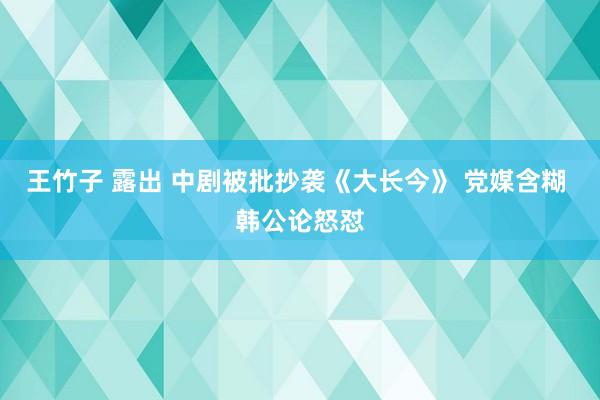 王竹子 露出 中剧被批抄袭《大长今》 党媒含糊 韩公论怒怼